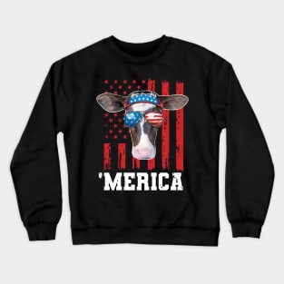 Cow 4th of July Merica American Farmer Crewneck Sweatshirt